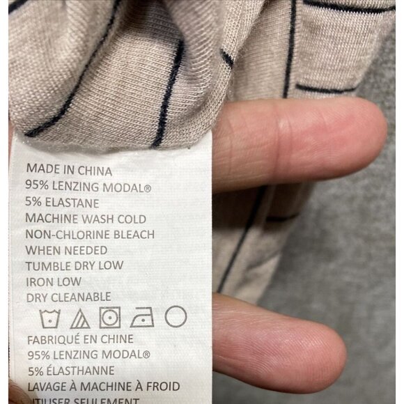 Prana Womens Jersey Knit Dress Size Medium Tan Black Stripped Sides Cinched - Picture 10 of 11